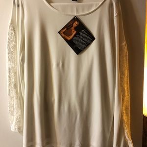 2piece pant suit White from HSN lace bell sleeves